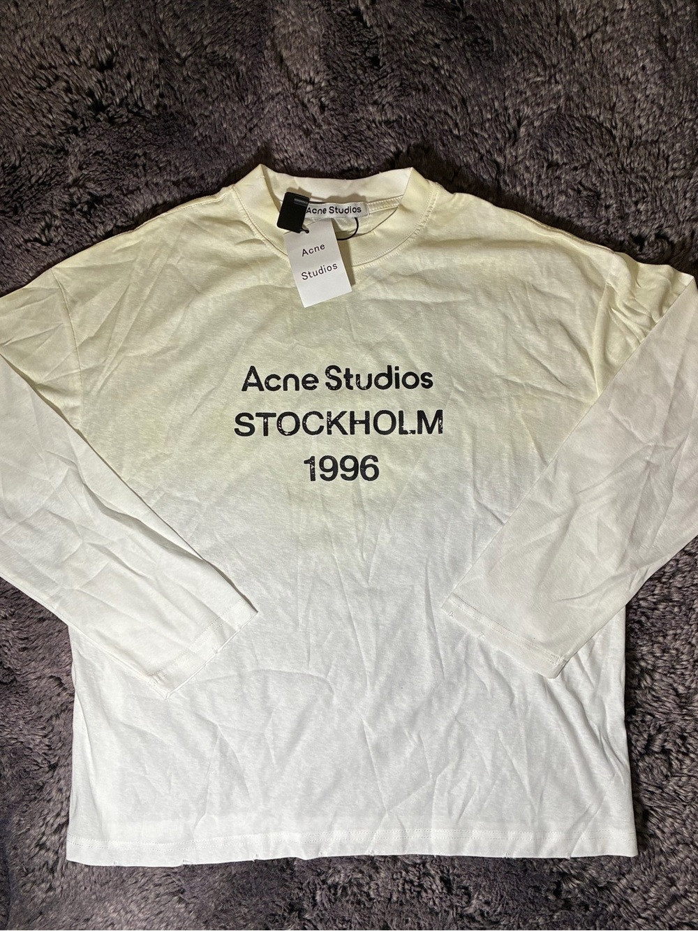 Acne Studios White Long Sleeve Tee with Stockholm 1996